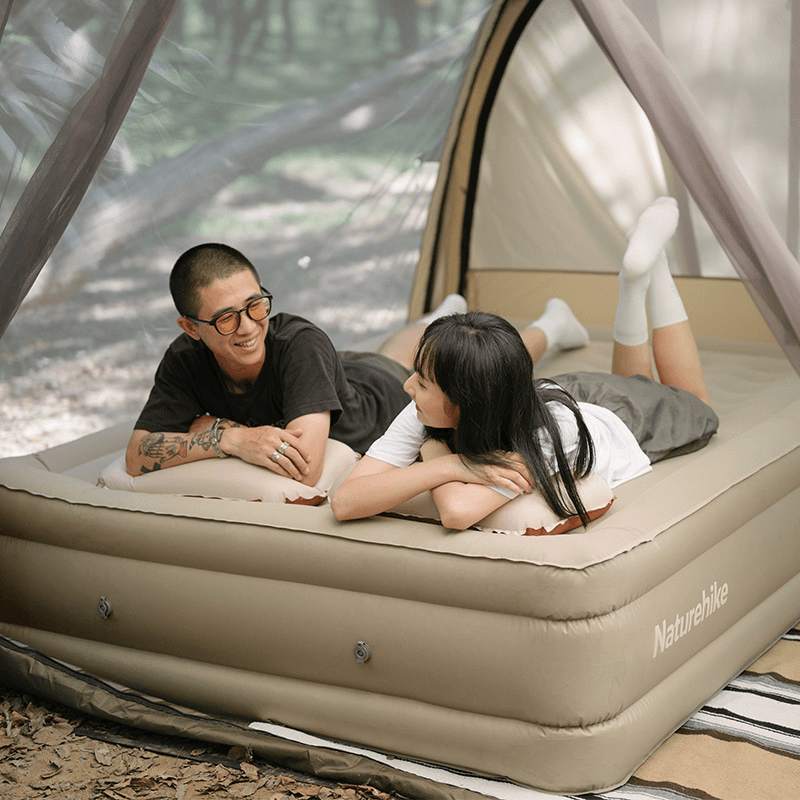 Naturehike Double Person Inflatable Bed Thickened Peach Skin Velvet Mattress Silent Portable Outdoor Camping Travel Inflatable Mattress Max Load 150Kg - MRSLM