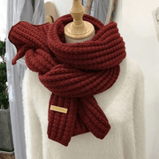 Women's thick knit striped winter scarf, view 4 - MRSLM