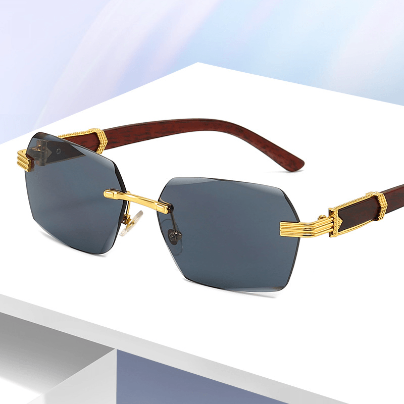 Men's Clear Rimless Sunglasses with Diamond Cut Edges