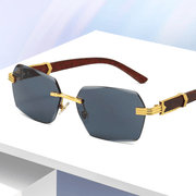 men's rimless diamond cut sunglasses, view 2 - MRSLM