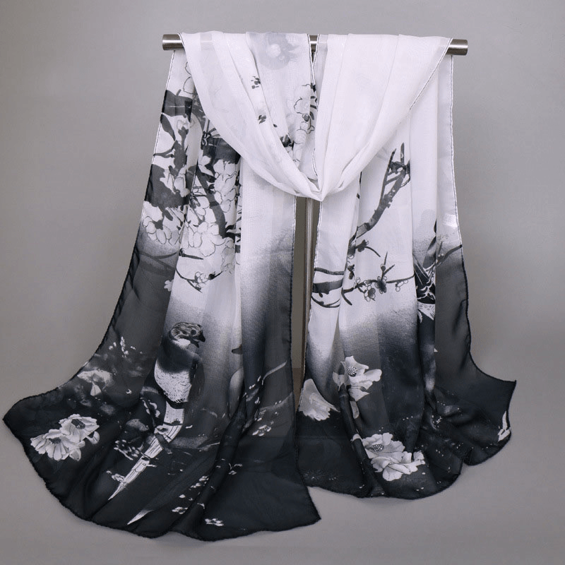 women's printed chiffon scarf, view 7 - MRSLM