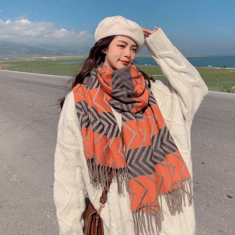 Imitated Wool All-Match Double-Sided Autumn and Winter Thickened Warm Scarf - MRSLM