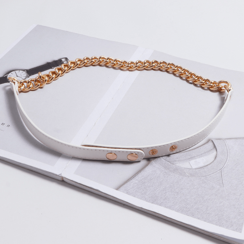 Women's PU leather waist chain belt, view 3 - MRSLM