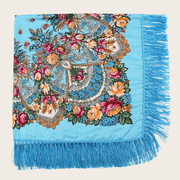 Printed fringed square shawl, view 6 - MRSLM