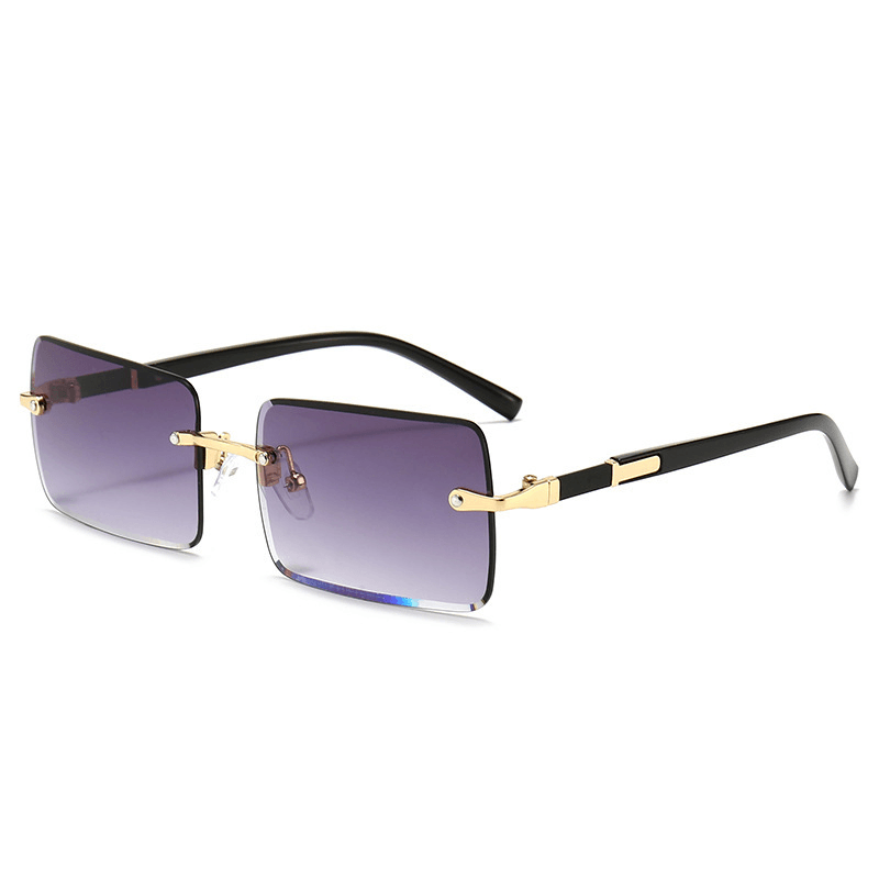 rimless rectangle UV400 gradient sunglasses, view 3 - MRSLM