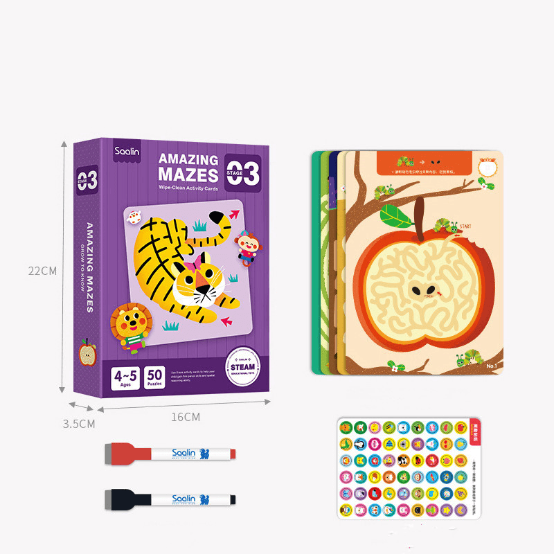 Children Walking Maze Book Concentration Training Maze Toy Beads Logical Thinking Puzzle Board Game - MRSLM