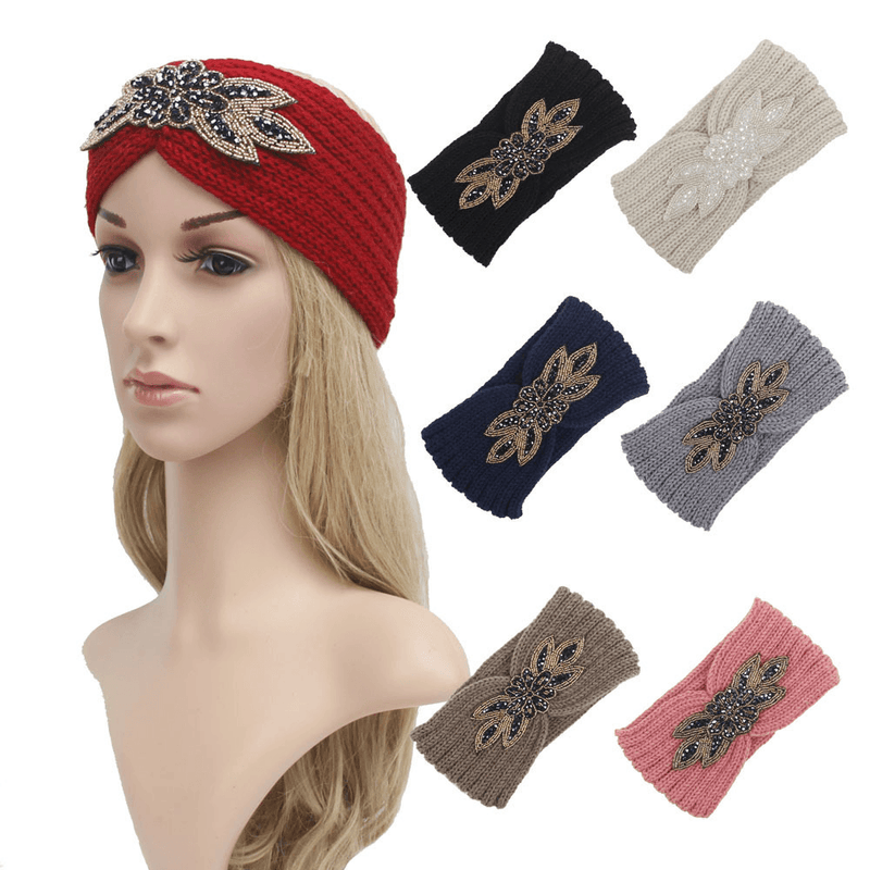 knit hair band with hexagonal diamond - MRSLM