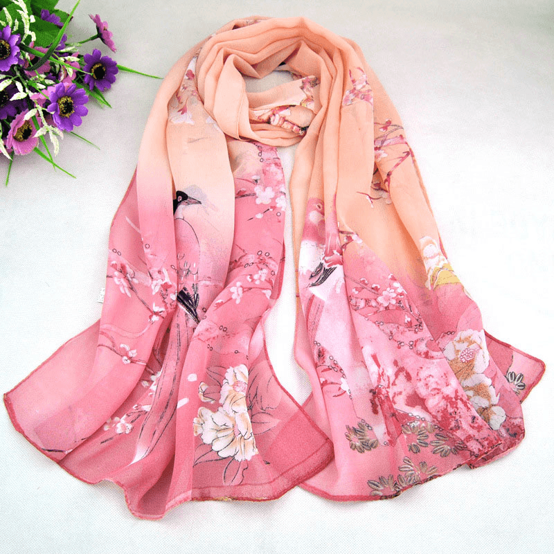 women's printed chiffon scarf, view 3 - MRSLM