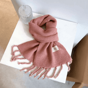solid color tassel knitted scarf, view 3 - MRSLM