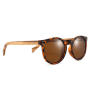 round frame bamboo wood polarized sunglasses - MRSLM