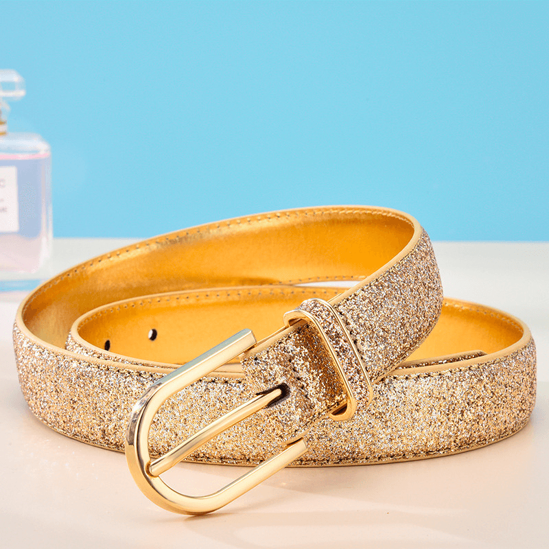 women's faux leather sequin belt, view 7 - MRSLM