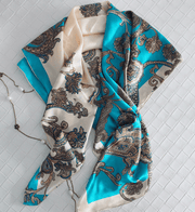 cashew vine satin square scarf, view 2 - MRSLM