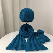 parent-child warm wool hat scarf glove set - MRSLM