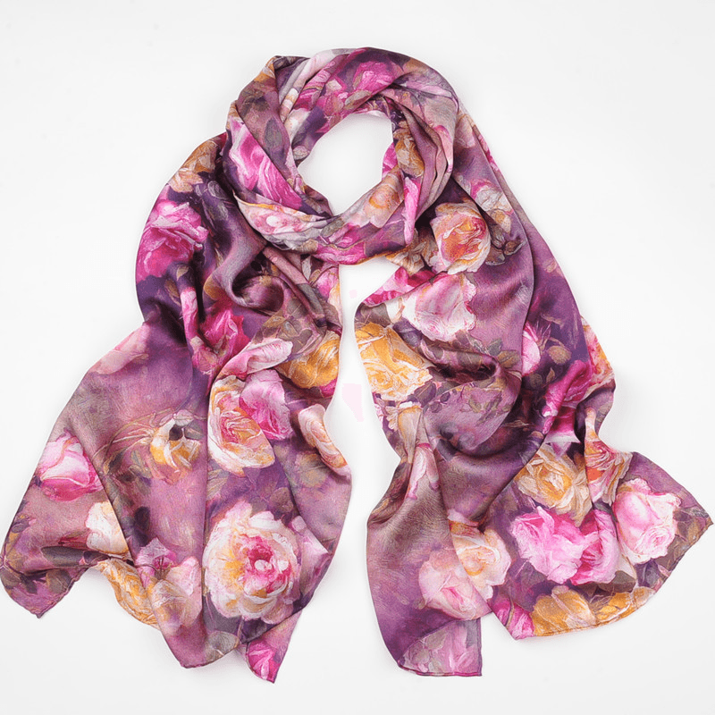 Spring and Autumn Mid-Length Hand-Curled Silk Long Scarf - MRSLM