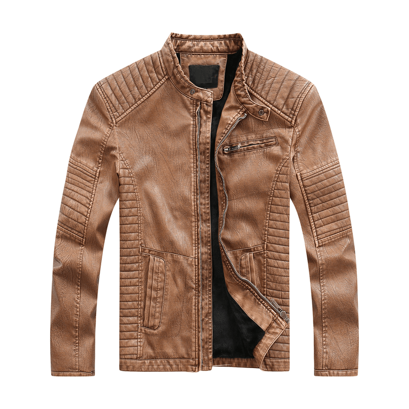 Men's washed PU leather jacket, view 4 - MRSLM