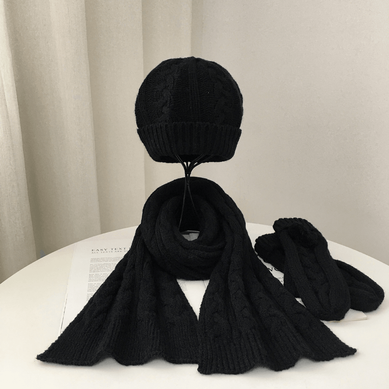 parent-child warm wool hat scarf glove set, view 8 - MRSLM