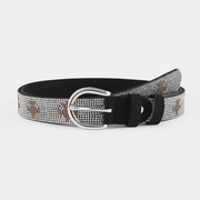 women's PU leather rhinestone belt, view 3 - MRSLM