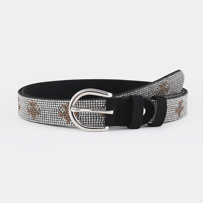women's PU leather rhinestone belt, view 3 - MRSLM
