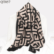 cotton linen plaid scarf shawl, view 2 - MRSLM