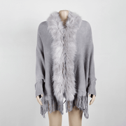 fringed cloak shawl cardigan, view 2 - MRSLM