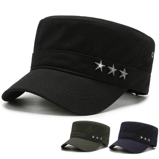 cotton flat top military style peaked cap - MRSLM