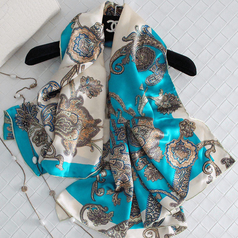 cashew vine satin square scarf, view 4 - MRSLM