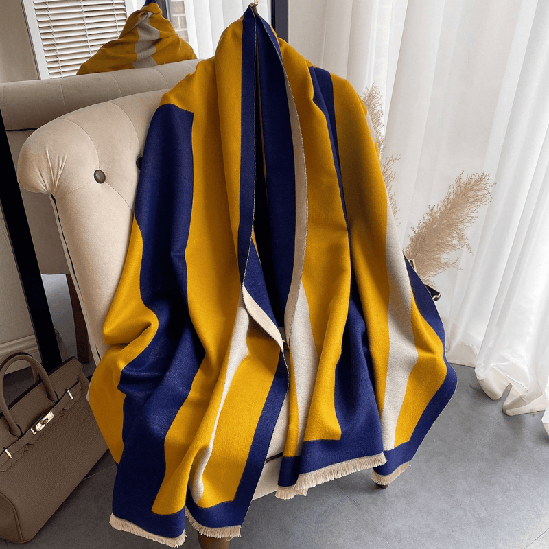 thick imitation cashmere check scarf, view 2 - MRSLM