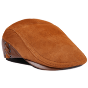 Men's cowhide leather beret hat, view 3 - MRSLM