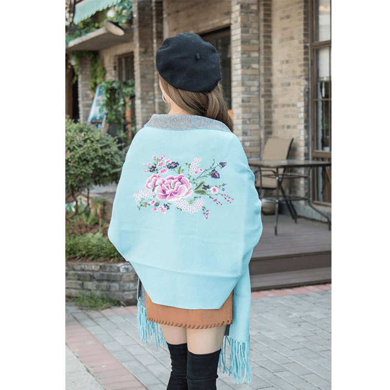 women's dual-purpose fringe shawl scarf, view 7 - MRSLM
