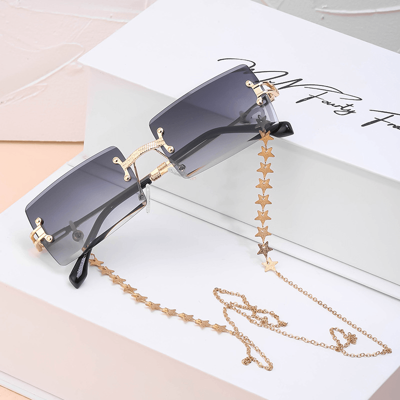 women's rimless diamond cut chain sunglasses, view 3 - MRSLM