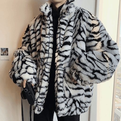 american retro loose faux fur jacket, view 2 - MRSLM