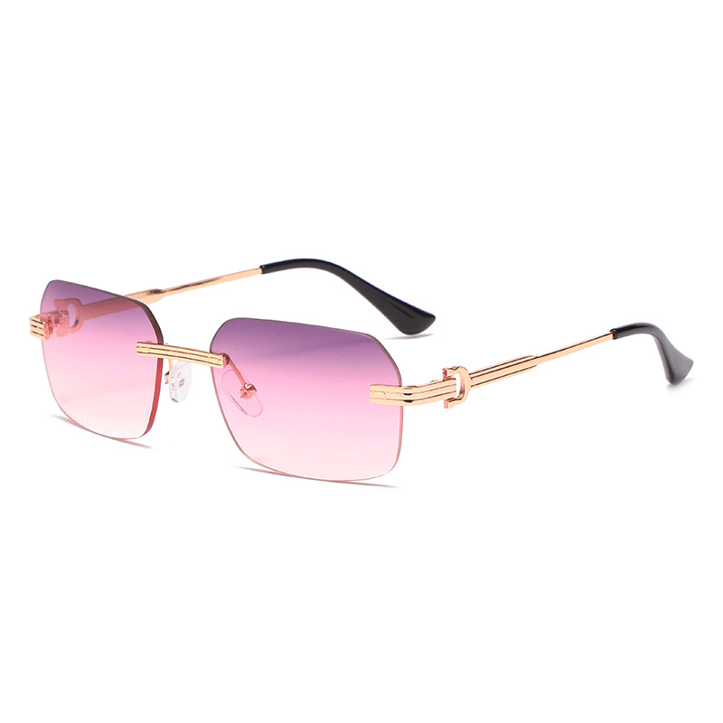 Frameless crystal cut square sunglasses, view 3 - MRSLM