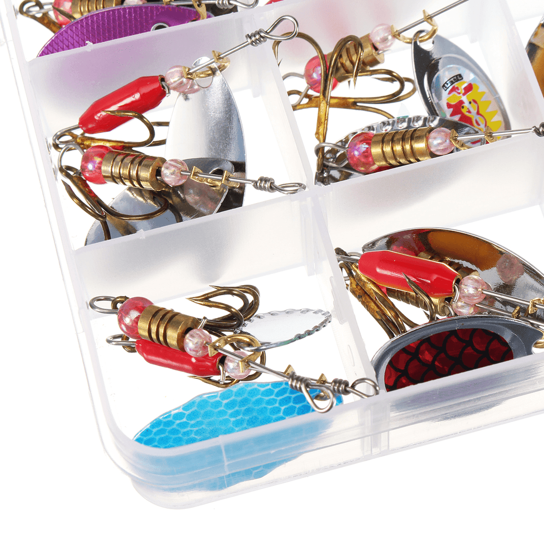 ZANLURE 30Pcs/Lot Colorful Tront Spoon Metal Fishing Lure Spinner Bait Bass Tackle with Box - MRSLM