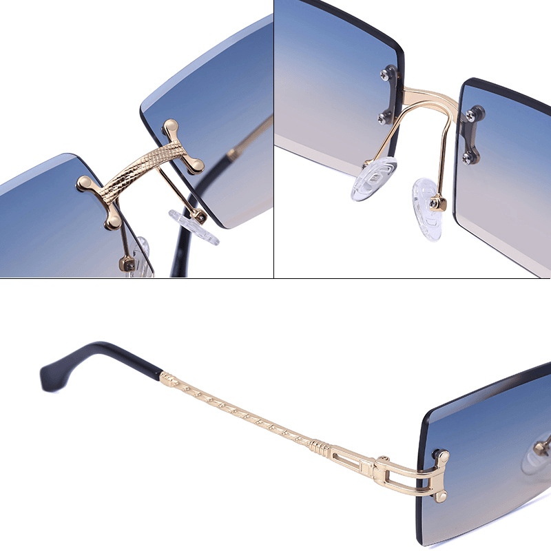 women's rimless diamond cut chain sunglasses, view 4 - MRSLM