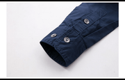 Men'S Military Long Sleeve Dress Shirt with Epaulets - MRSLM