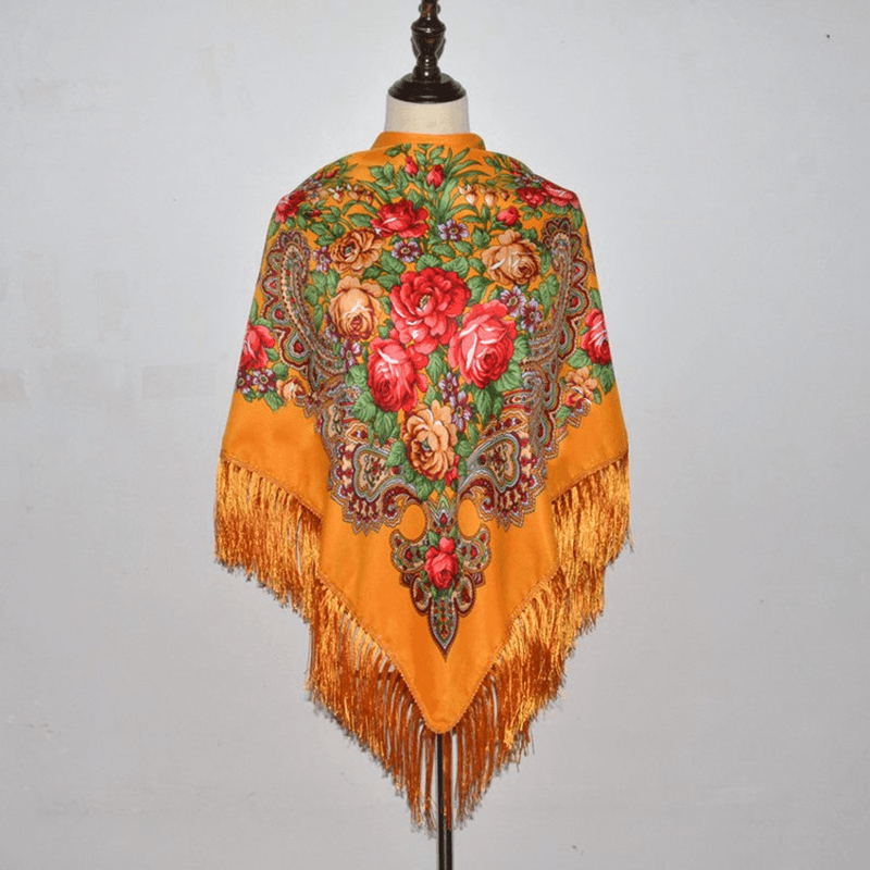 Folk style floral rayon scarf - MRSLM