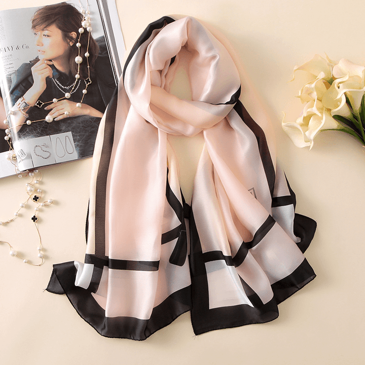 Fashionable Women'S Simple Printed Thin Silk Scarf - MRSLM