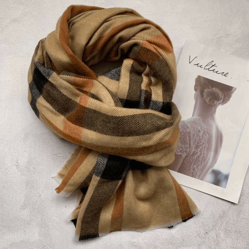 striped camel dual-use scarf, view 4 - MRSLM