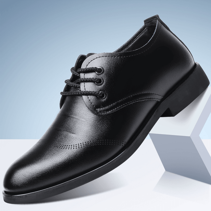 Men Comfy Microfiber Leather Soft Lace up Business Casual Formal Shoes - MRSLM