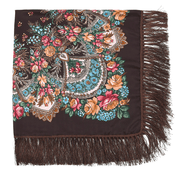 Printed fringed square shawl, view 3 - MRSLM