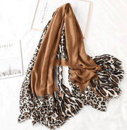 Cotton leopard print long scarf, view 7 - MRSLM