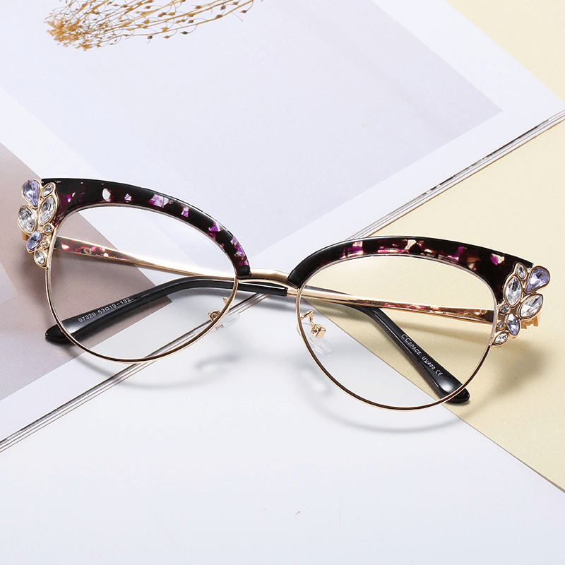 Diamond studded cat eye party glasses, view 6 - MRSLM