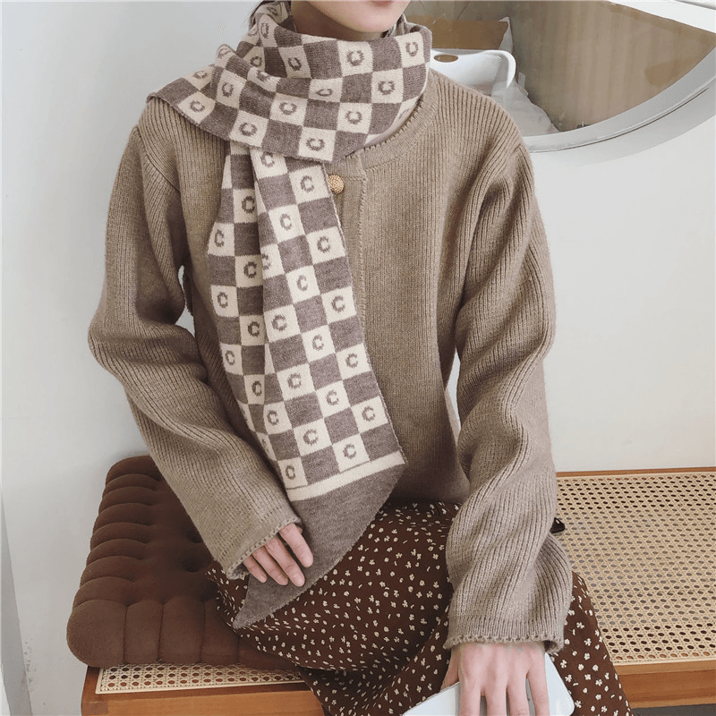 letter knit warm scarf, view 6 - MRSLM