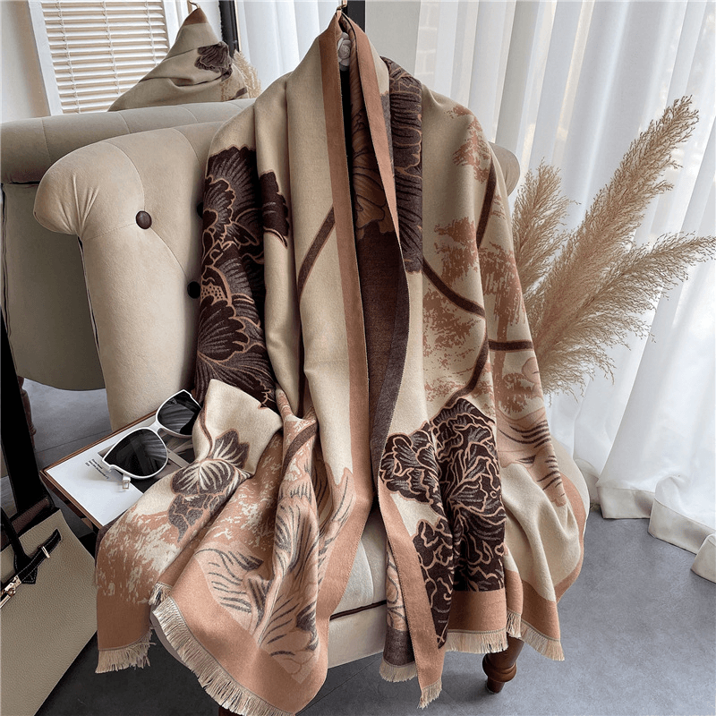 thick imitation cashmere check scarf, view 7 - MRSLM