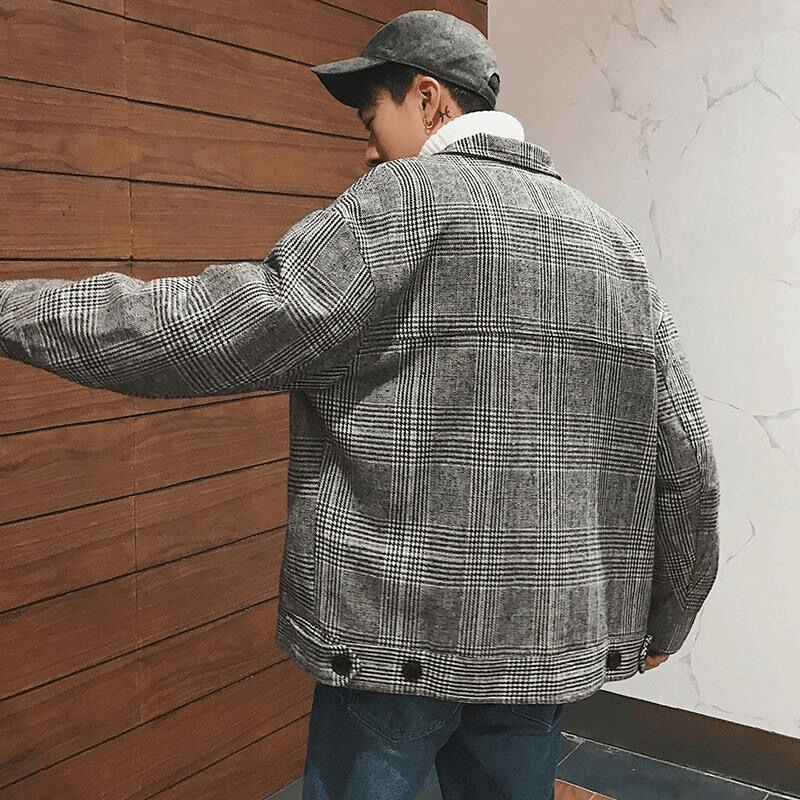 loose short plaid coat, view 5 - MRSLM