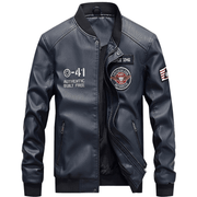 men's pu leather baseball jacket, view 4 - MRSLM