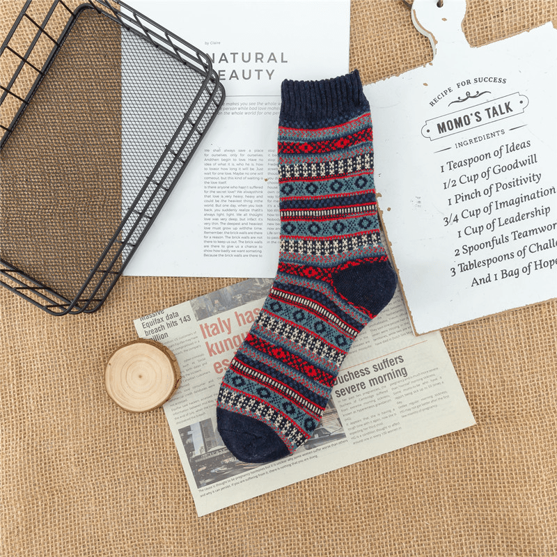 Men'S Thickened Ethnic Style Checkered Socks - MRSLM