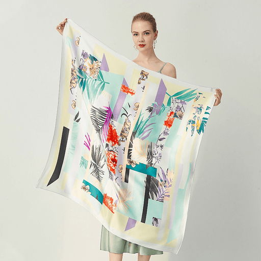 New 16 Mu Mi Su Crepe Satin Hand-Curled Floral Gift Silk Scarf - MRSLM