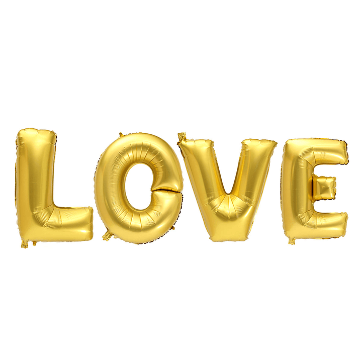 4Pcs Gold Silver LOVE Set Mylar Foil Balloons for Birthday Wedding Party Home Decorations - MRSLM