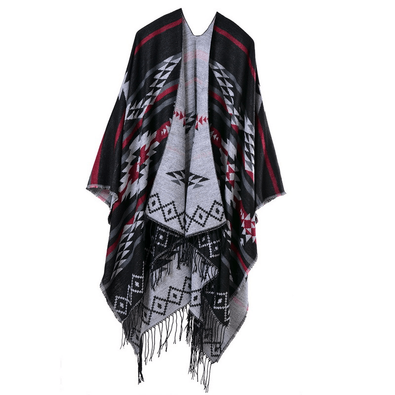 Diamond pattern tassel shawl scarf, view 5 - MRSLM